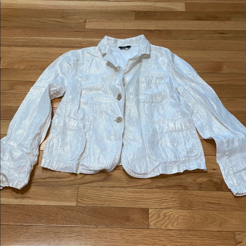 J Crew Gold shimmer linen jacket 12